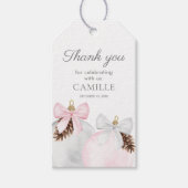 ウィンターピンクの女の子の赤ちゃんシャワーありがとう ギフトタグ (正面)