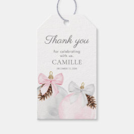 ウィンターピンクの女の子の赤ちゃんシャワーありがとう ギフトタグ