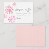 ウィンターピンクの雪のバビーシャワーおむつラッフルカード エンクロージャーカード (正面/裏面)