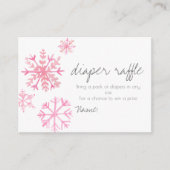 ウィンターピンクの雪のバビーシャワーおむつラッフルカード エンクロージャーカード (正面)