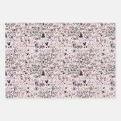 ウィンターピンクガーリーおもしろいホリーブーツクリスマス ラッピングペーパーシート (正面)