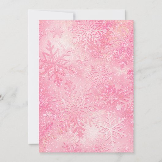 ウィンターピンクスノーフレークスノーモーティおもしろい誕生日 招待状 (裏面)