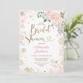 ウィンターピンクスノーフレークフローラブライダルシャワー 招待状 (スタンド正面)