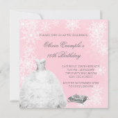 ウィンターピンクスノーフレークSweet sixteenパーティー 招待状 (裏面)