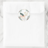 ウィンターピンクスレーガール誕生日サンキューステッカー ラウンドシール (バッグ)