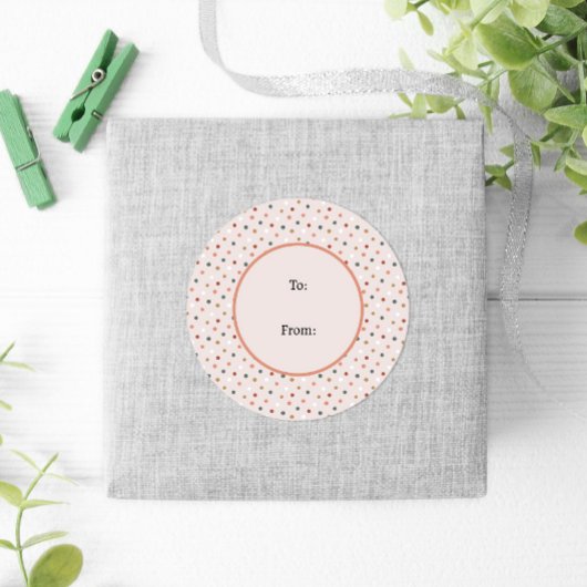 ウィンターピンクパステルおもしろい水玉模様クリスマス ラウンドシール