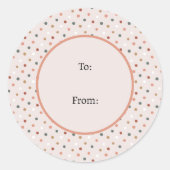 ウィンターピンクパステルおもしろい水玉模様クリスマス ラウンドシール (正面)