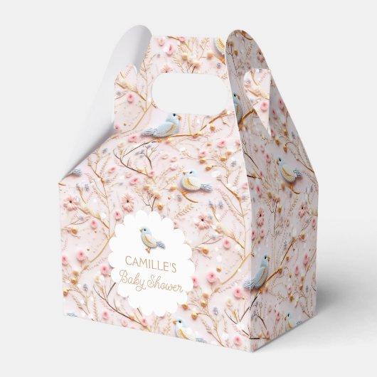 ウィンターピンクフローラガールベビーシャワー フェイバーボックス (裏面サイド)