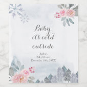 ウィンターピンクフローラクリスマスワインボトルラベル ワインラベル (シングルラベル)