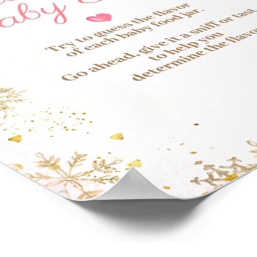 ウィンターピンクフローラスノーフレークはベビー食品を推測 ポスター (角)