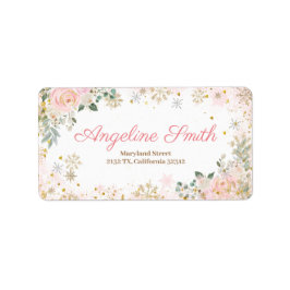 ウィンターピンクフローラスノーフレーク赤ちゃんシャワー ラベル