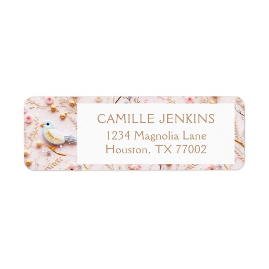 ウィンターピンクベビーシャワー差出人住所ラベル ラベル (正面)