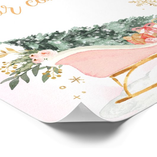 ウィンターピンク金ゴールドスノーフレーク来さん ポスター (角)