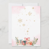 ウィンターピンク金ゴールドスノーフレーク赤ちゃんシャワー 招待状 (裏面)