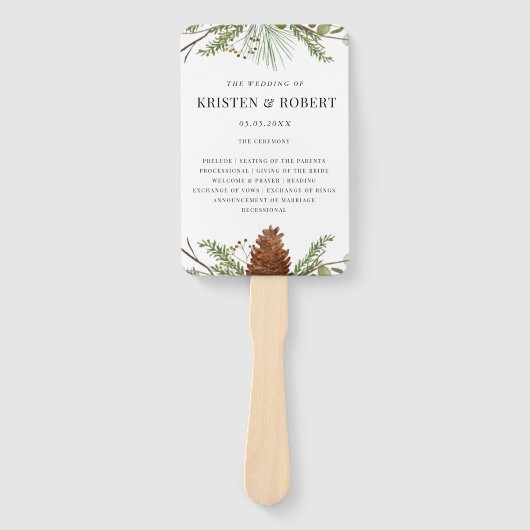 ウィンターピンフォレストグリーンリー結婚式 プログラム ハンドファン (正面)
