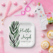 ウィンターピン&ゴールドのクリスマス フェスティブ ウェディング ペーパープレート (パーティー)