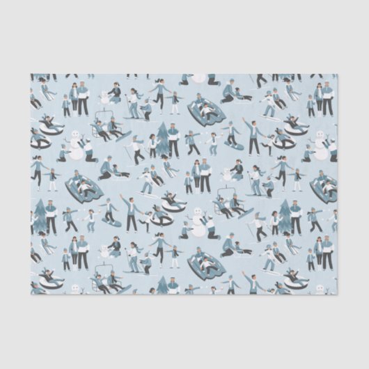 ウィンターファミリーおもしろいクリスマスホリデーパターン 薄葉紙 (正面)