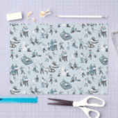 ウィンターファミリーおもしろいクリスマスホリデーパターン 薄葉紙 (クラフト)