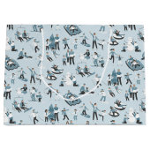 ウィンターファミリーおもしろいクリスマスホリデーパッテン ラージペーパーバッグ (正面)