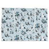 ウィンターファミリーおもしろいクリスマスホリデーパッテン ラージペーパーバッグ (裏面)