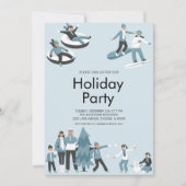 ウィンターファミリーおもしろいクリスマスホリデーパーティー 招待状 (正面)