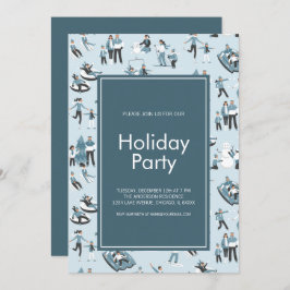 ウィンターファミリーおもしろいクリスマスホリデーパーティー 招待状