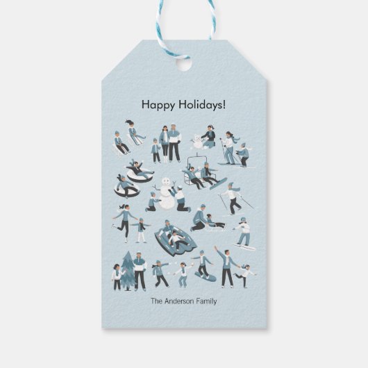 ウィンターファミリーおもしろいクリスマスホリデー ギフトタグ (裏面)