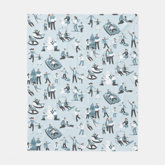 ウィンターファミリーおもしろいクリスマスホリデー フリースブランケット (正面)