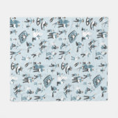 ウィンターファミリーおもしろいクリスマスホリデー フリースブランケット (正面(横))