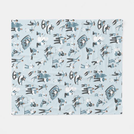 ウィンターファミリーおもしろいクリスマスホリデー フリースブランケット (正面(横))