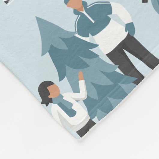 ウィンターファミリーおもしろいクリスマスホリデー フリースブランケット (角)