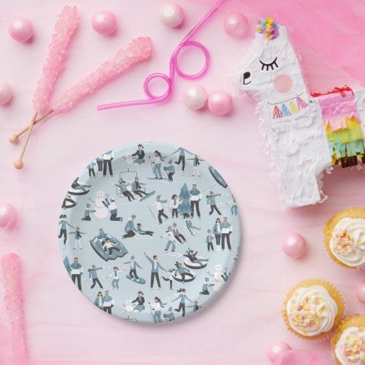 ウィンターファミリーおもしろいクリスマスホリデー ペーパープレート (パーティー)