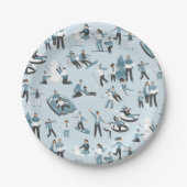 ウィンターファミリーおもしろいクリスマスホリデー ペーパープレート (正面)