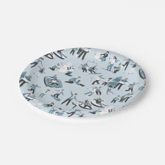 ウィンターファミリーおもしろいクリスマスホリデー ペーパープレート (アングル)