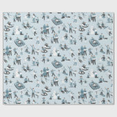 ウィンターファミリーおもしろいクリスマスホリデー ラッピングペーパー (フラット)