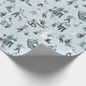 ウィンターファミリーおもしろいクリスマスホリデー ラッピングペーパー (角)