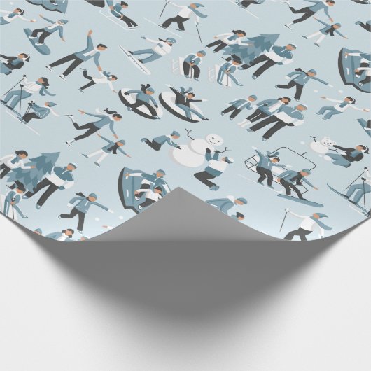 ウィンターファミリーおもしろいクリスマスホリデー ラッピングペーパー (角)