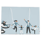 ウィンターファミリーおもしろいクリスマスホリデー ラージペーパーバッグ (裏面)