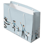 ウィンターファミリーおもしろいクリスマスホリデー ラージペーパーバッグ (裏面アングル)