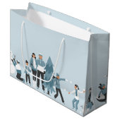 ウィンターファミリーおもしろいクリスマスホリデー ラージペーパーバッグ (正面アングル)