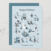 ウィンターファミリーおもしろいクリスマス シーズンカード (正面/裏面)