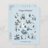 ウィンターファミリーおもしろいクリスマス シーズンポストカード (正面/裏面)