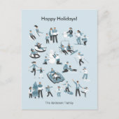 ウィンターファミリーおもしろいクリスマス シーズンポストカード (正面)