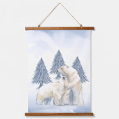 ウィンターファミリーポーラクマ北極子供部屋ウォールデコール 吊り下げ型タペストリー (正面)