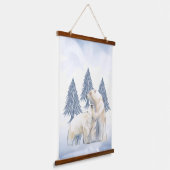 ウィンターファミリーポーラクマ北極子供部屋ウォールデコール 吊り下げ型タペストリー (傾斜あり)