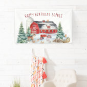 ウィンターファームテーマバースデーパーティーウェルカムバナー 横断幕 (インサイチュ)