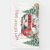 ウィンターファームテーマバースデーパーティーウェルカムバナー 横断幕 (縦)