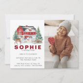 ウィンターファームテーマ |納屋の誕生日パーティーの招待 招待状 (正面)