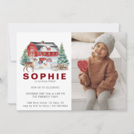 ウィンターファームテーマ |納屋の誕生日パーティーの招待 招待状