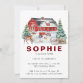 ウィンターファームテーマ |納屋の誕生日パーティーの招待 招待状 (正面)